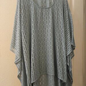 Areve anthropologie Boho Cool green Shawl cutouts L poncho wrap Oversized